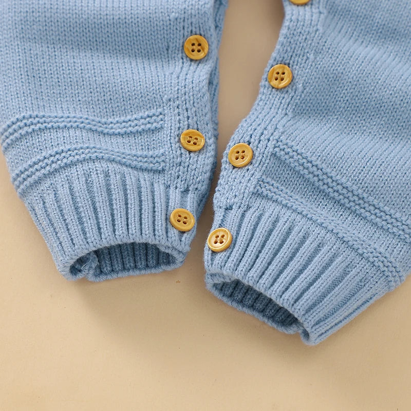 Cute Rabbit Knitted Baby Rompers Clothes Spring Autumn Crew Neck Long Sleeves Newborn Boys Girls Easter Jumpsuits Outfits 0-18m