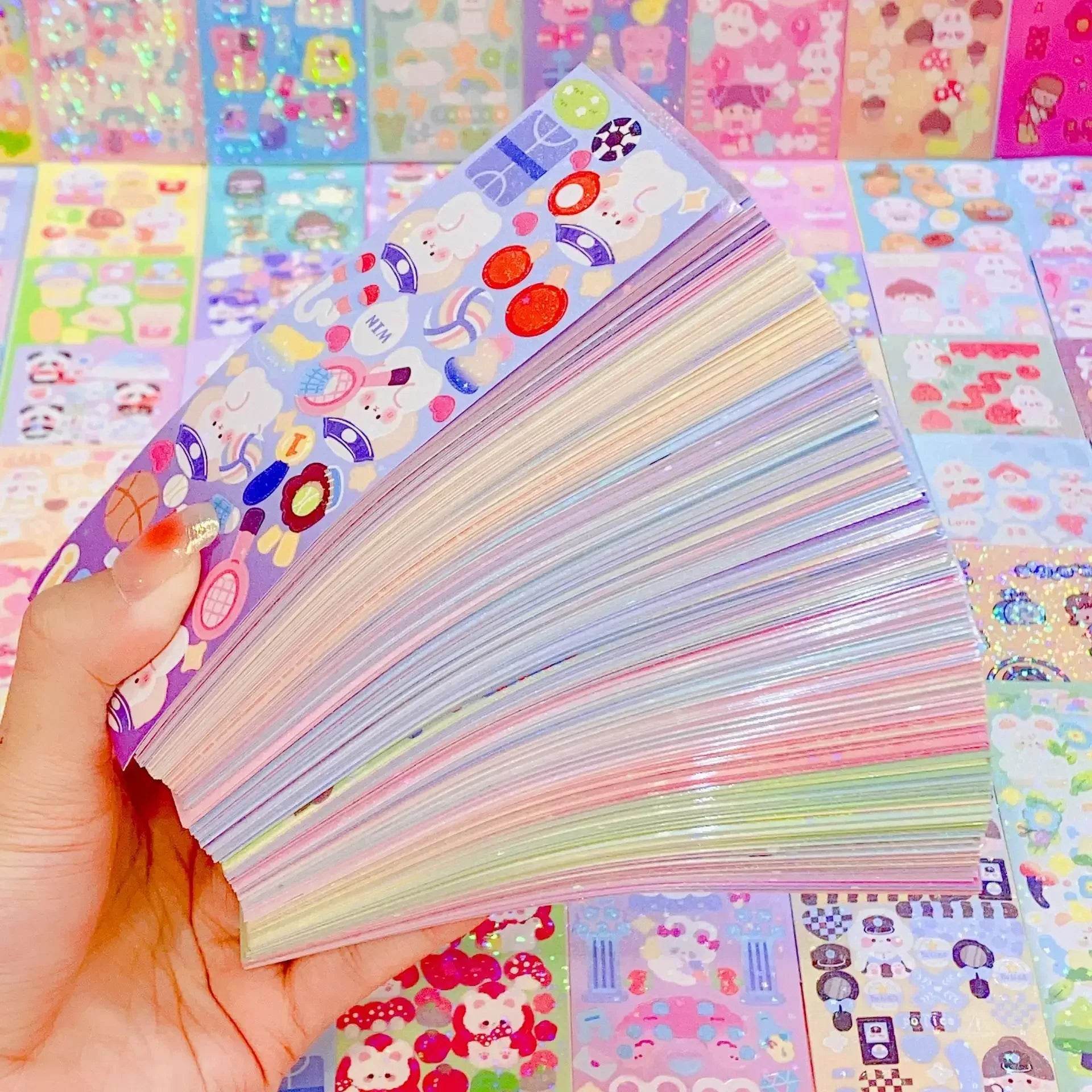 Kawaii Handbook Stickers Cartoon Collage Laser Student DIY Decorative Scrapbooking Journals Stationery Back School Supplies - AIAZ