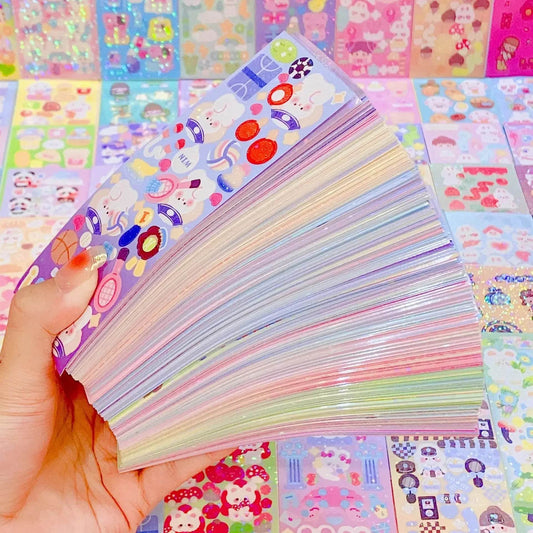 Kawaii Handbook Stickers Cartoon Collage Laser Student DIY Decorative Scrapbooking Journals Stationery Back School Supplies - AIAZ