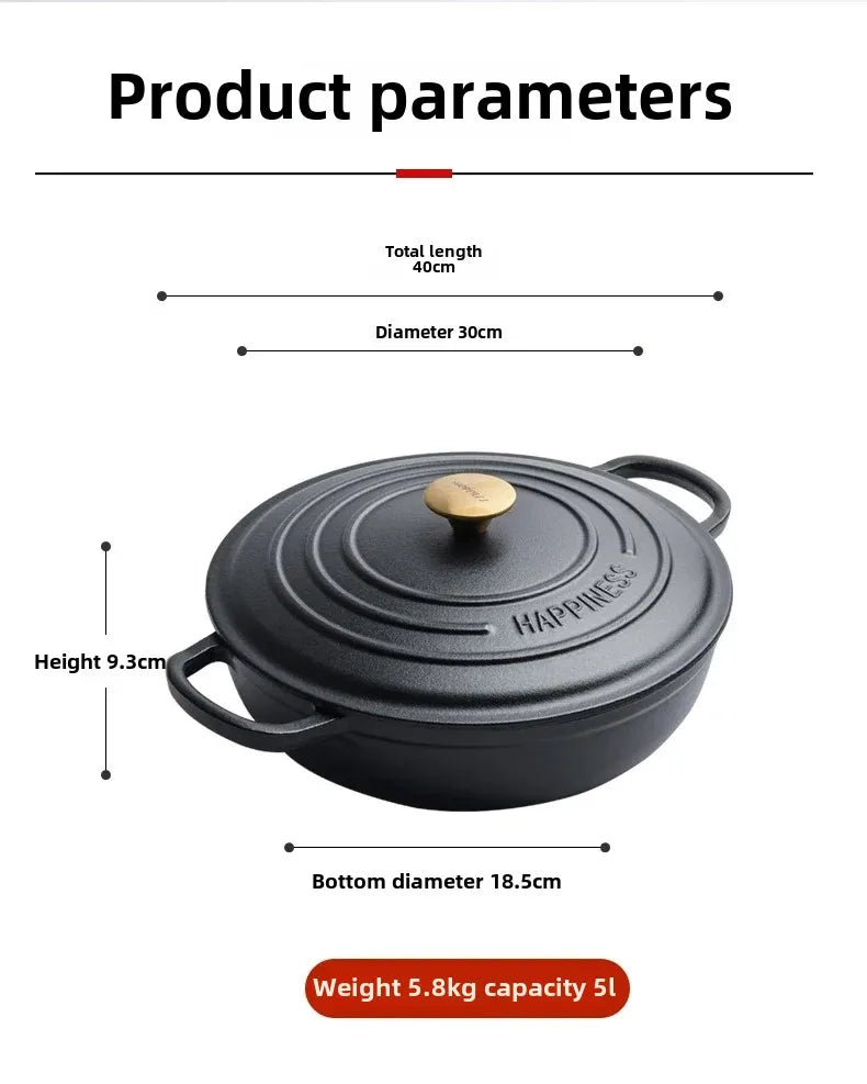 Rushed 30cm Kitchen for Queen's Pot Enamel Cast Iron Multi Functional Non Stick Stewed Pork and Chicken Soup Household Cookware