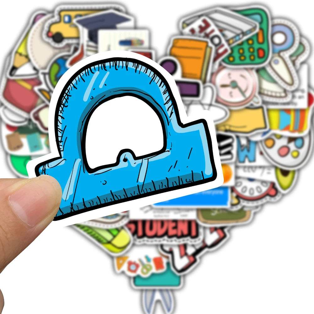 50PCS School Supplies Stickers Nostalgia Cartoon Scrapbook Home Waterproof Living DIY Room Phone Wall Skateboard Water Sticker - AIAZ