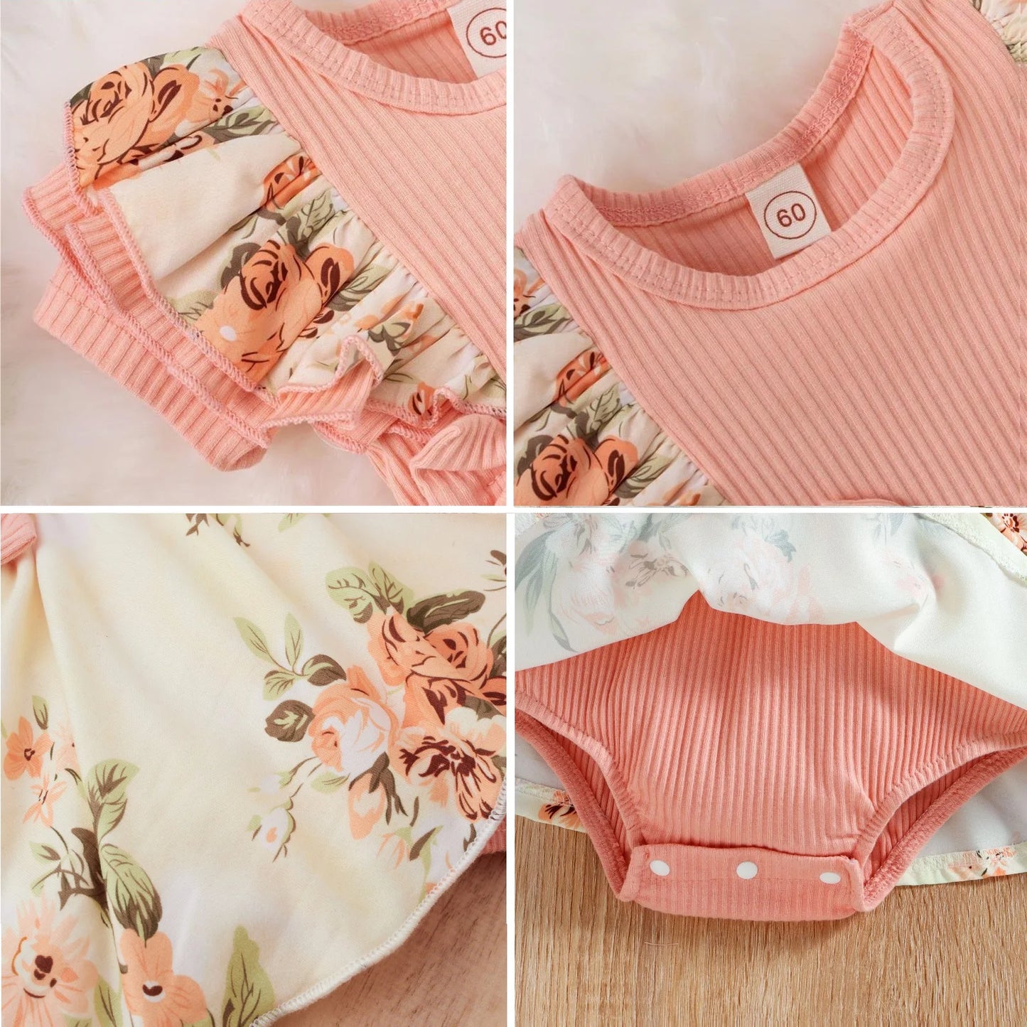 Summer Baby Girl Dress With Bowknot headband Striped Jumpsuit Cotton Dress For Newborn Floral Clothes Baby Crawling Clothes