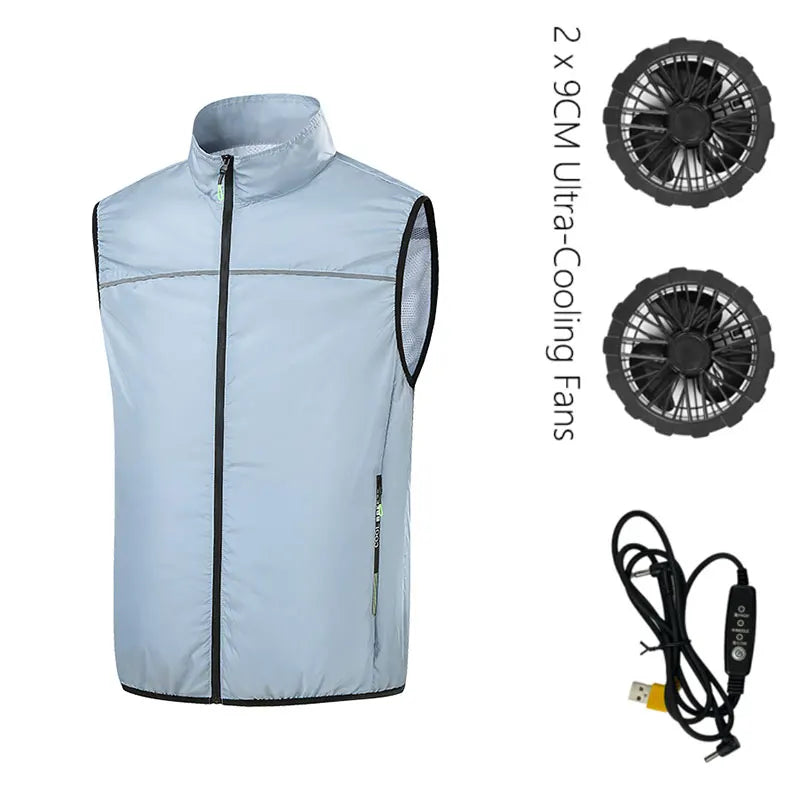 Cooling Fan Vest Hiking Air-conditioned Clothes Men Women Cooling Vest Work Sport Outdoor Camping Fishing Summer Cool Jacket
