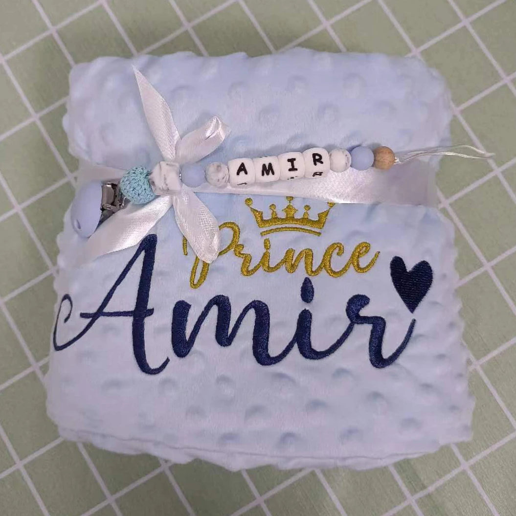 Personalized Bubble Minky Fleece Baby Blanket with Name DIY Custom Toddler Crib Stroller Blanket For Newborn Baby Birthday Gift