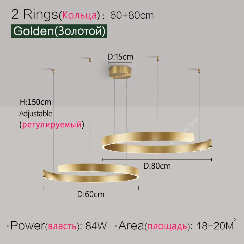 Ceiling chandelier Pendant light Chandeliers for dining room LED Bedroom living room nordic home decor Modern Round ring lamps