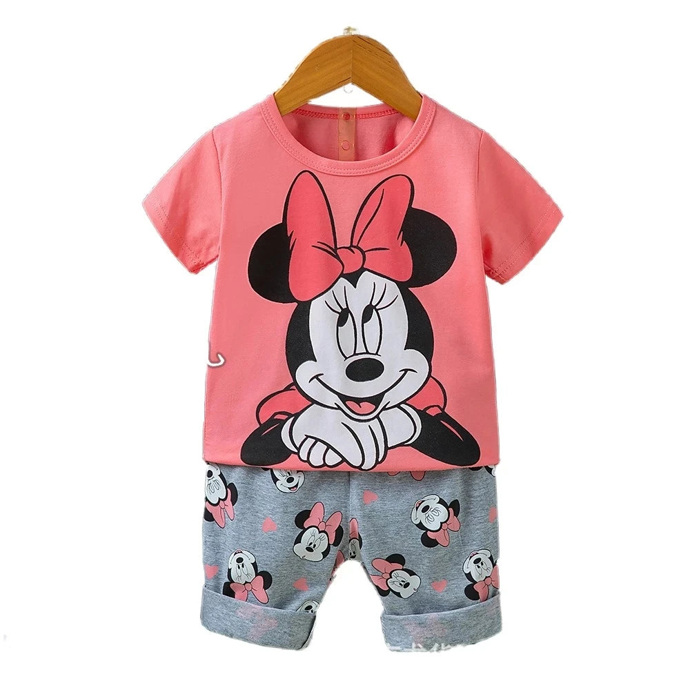 Summer Boys Girls Clothes Set T-shirt+pants 2pcs Children's Clothing Fashion pink Baby OutSet Newborn Baby Suit