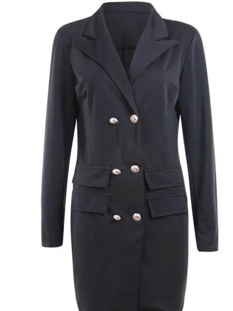 Women Blazer Elegant Office Lady Dress Long Sleeve Black White Spring Summer Female Causal Fashion Large Size Suit - AIAZ