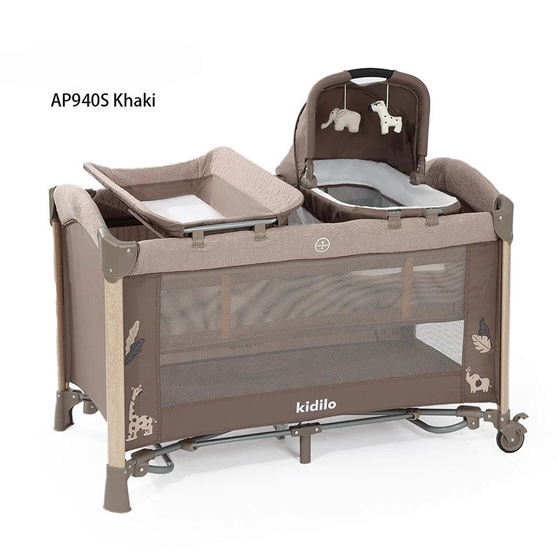 Crib Multifunctional Children's Bed Portable Foldable Newborn Splicing Queen Bed