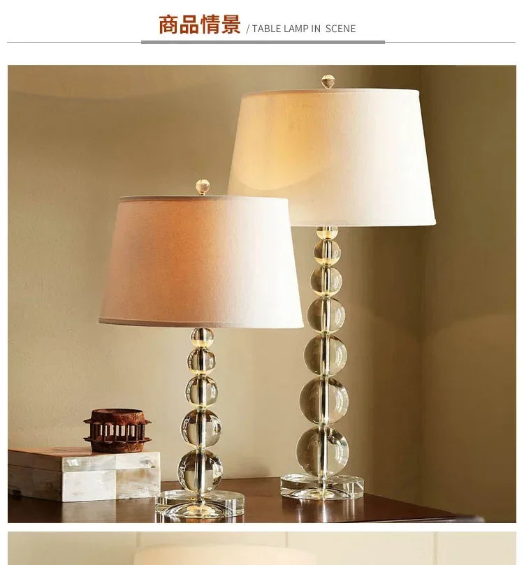 2025 Creative Fabric Table Lamp Crystal Glass Ball Lamp Living Room Creative Bubble Light Bedroom Beside Art Reading Lamp