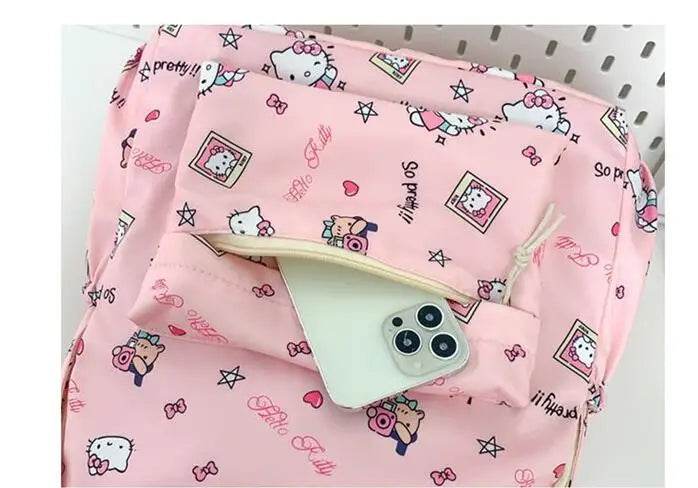 Hello Kitty backpack for junior high school students cute cartoon fashion school bag large capacity school bag for women - AIAZ