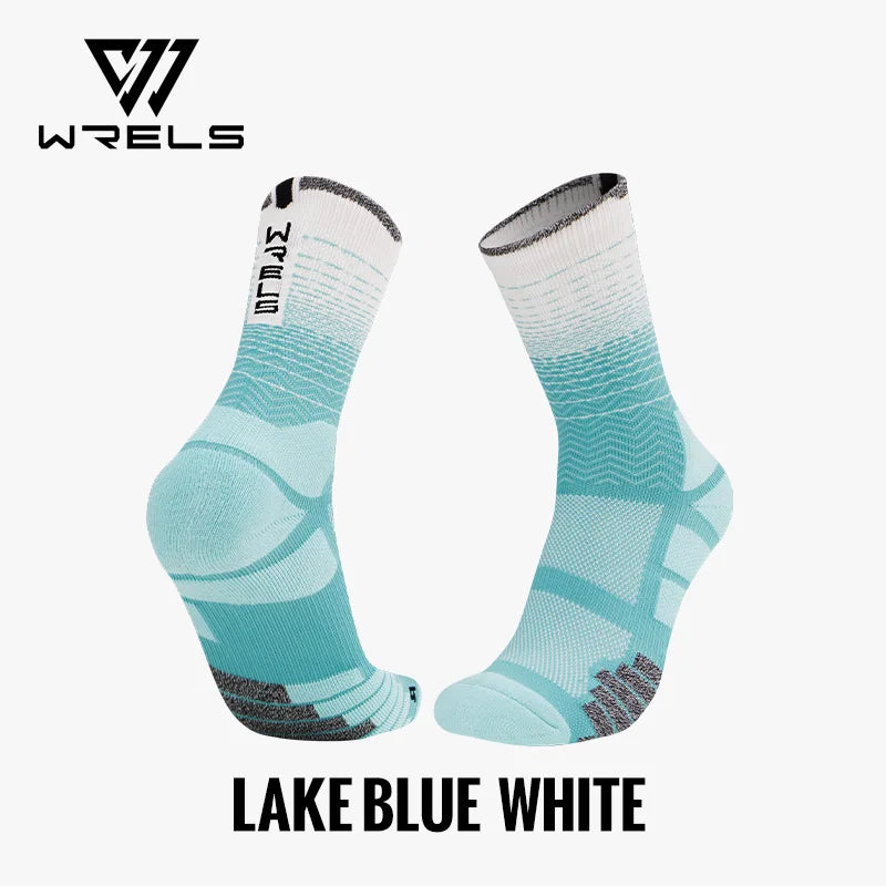WRELS Socks Athletic Cushion Moisture Wicking Sports Socks Thickening Towel Bottom Sweat Absorbing Shock-absorbing Running Socks