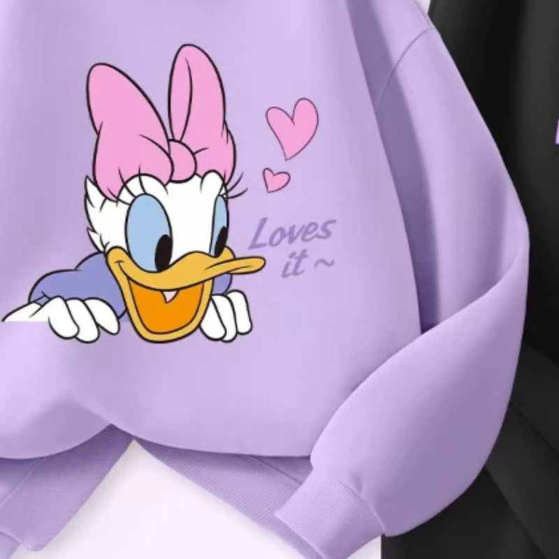 Autumn Baby Girl Clothes Set Children Disney Happy Daisy Printing Sweatshirt Top and Pants Bottom 2 Piece Suit Thin Tracksuit