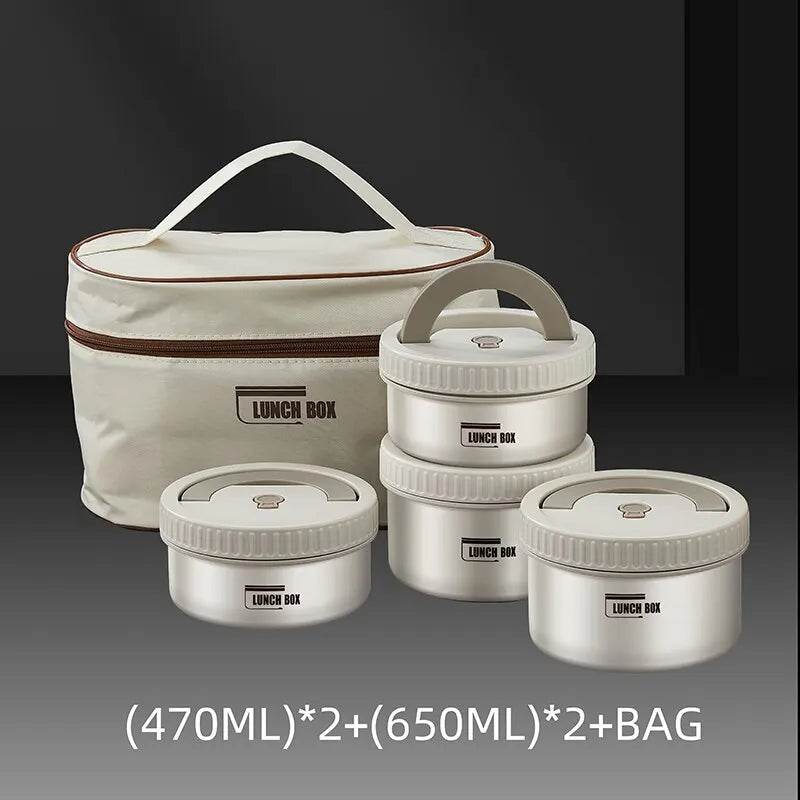 Lunch Box Portable Insulated Lunch Container Set Stackable Bento Stainless Steel Lunch Container - AIAZ