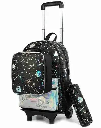 School Wheeled backpack Bag School bag with wheels Trolley Satchel bag Kids School Rolling backpack for girls School Trolley Bag - AIAZ