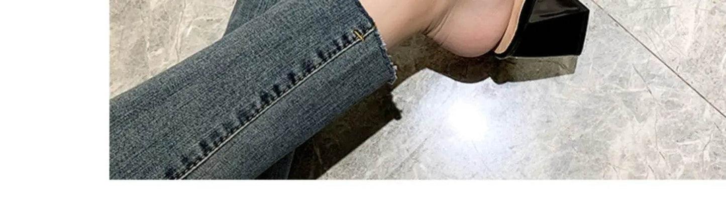 Korean Sle High Heel Sandals Women Summer Outdoor Wear Pointed Toe Double Wear Mules Cover Head f Slip Small Fraance Wind - AIAZ