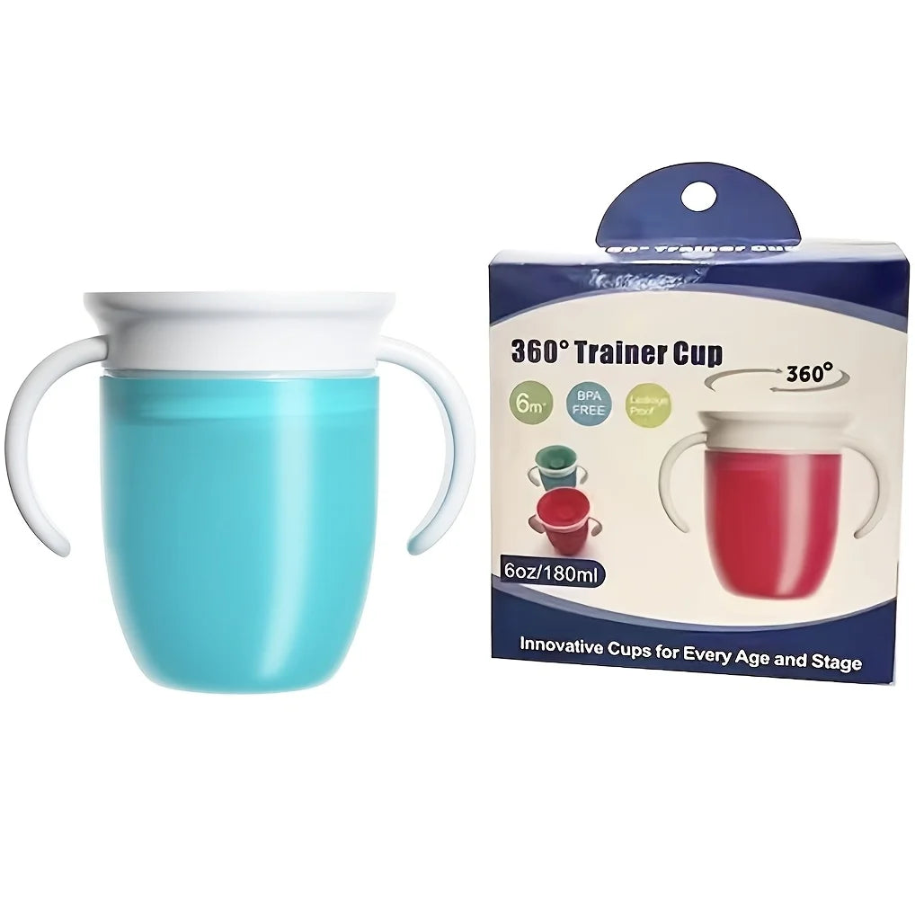 6oz/180ml -360 Trainer Cup, Baby Water Cup, Kids Learning Drinking Cup, Silicone Water Bottle with Handle
