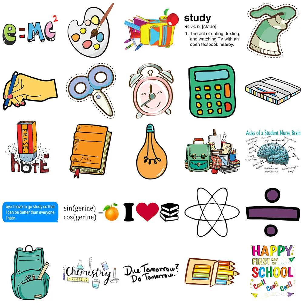 10/30/50Pcs Start of school season supplies stickers For Suitcase Skateboard Laptop Luggage Phone Styling DIY Decal Pegatina - AIAZ
