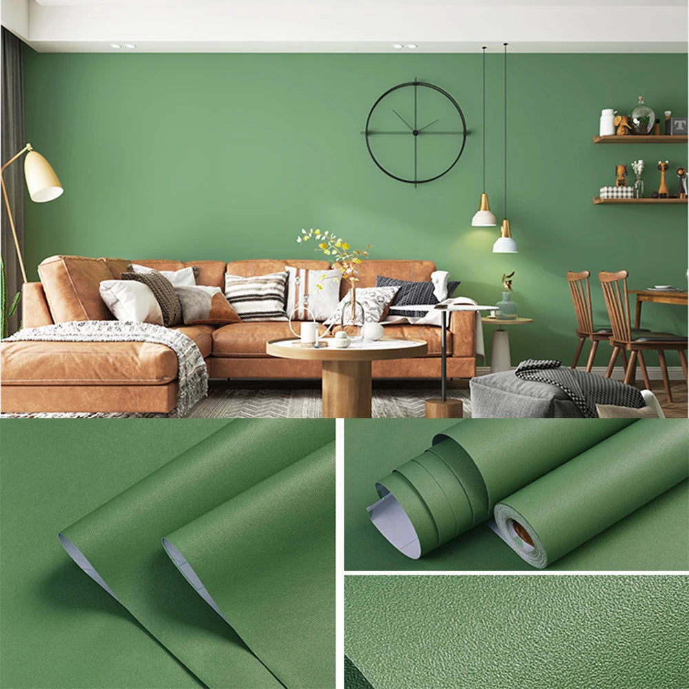 Matte Solid Color Wallpaper Self-Adhesive Vinyl Wallpaper Waterproof Wall Stickers Decorative Film Contact Paper Kitchen Home De