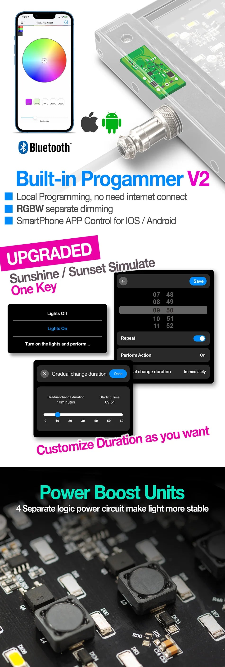 LICAH WRGB Light for Aquatic Plants / Fresh Water / 40~105cm