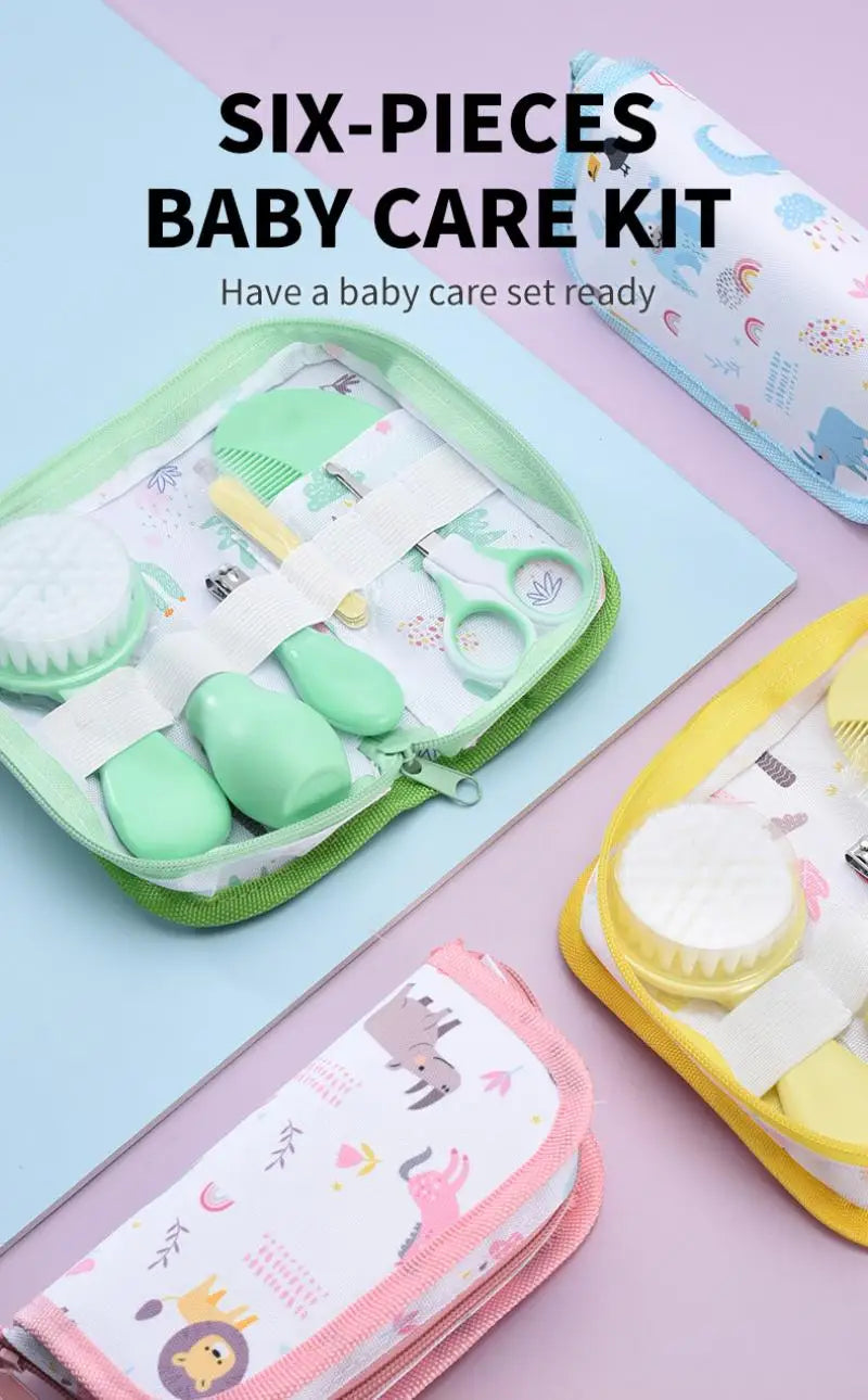 6Pcs/set Baby Care Kit Nasal Aspirator Nail Clipper Sharpener Daily Cleaning Supplies Care Head Brush Comb Scissors Tool Package