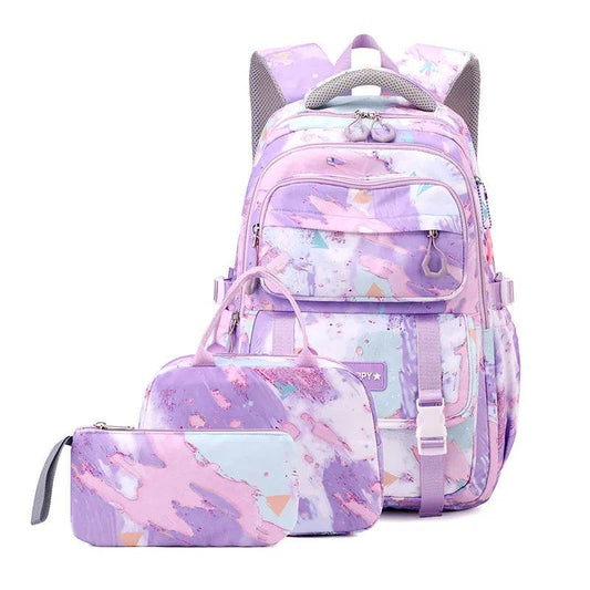 Middle School Student Backpack Children Set School Bags for Girls Kids Schoolbags Waterproof Book Bag With Lunch Bag Pencil case - AIAZ
