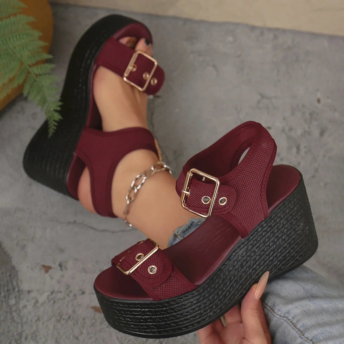 Summer Women's High Heel Shoes 2025 New Casual Platform Wedge Heel Sandals Women's Fashion Open Toe Rome Sandals Sandalias Mujer