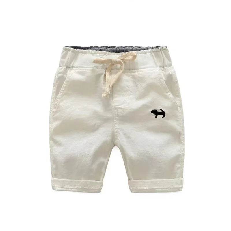 2024 Summer Boys Casual Shorts Children Cotton Elastic Waist Pants Toddler Kids Knee Length Pants Solid Color Baby Boys Clothes - AIAZ