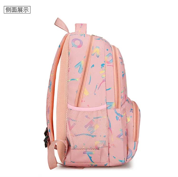 Three piece set of large capacity school backpack versatile letter printed casual backpacks junior high school student schoolbag - AIAZ