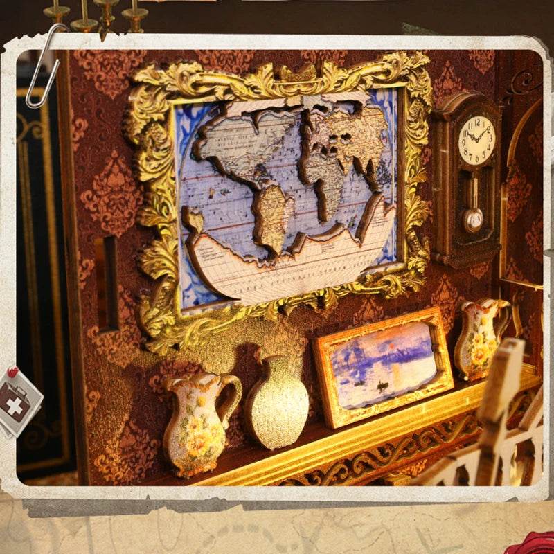 DIY Book Nook Kit Miniature Doll House With LED Light 3D Puzzle Model Building Wooden Bookshelf Bookend Toy Adults Birthday Gift - AIAZ