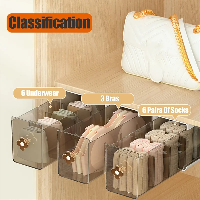Wall-Mounted Drawer Storage Box, Transparent Multi-Grid Design, Suitable For Underwear, Socks And Ties