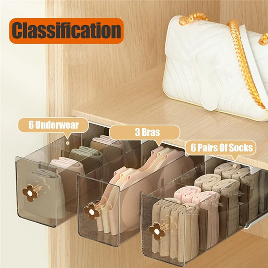 Wall-Mounted Drawer Storage Box, Transparent Multi-Grid Design, Suitable For Underwear, Socks And Ties