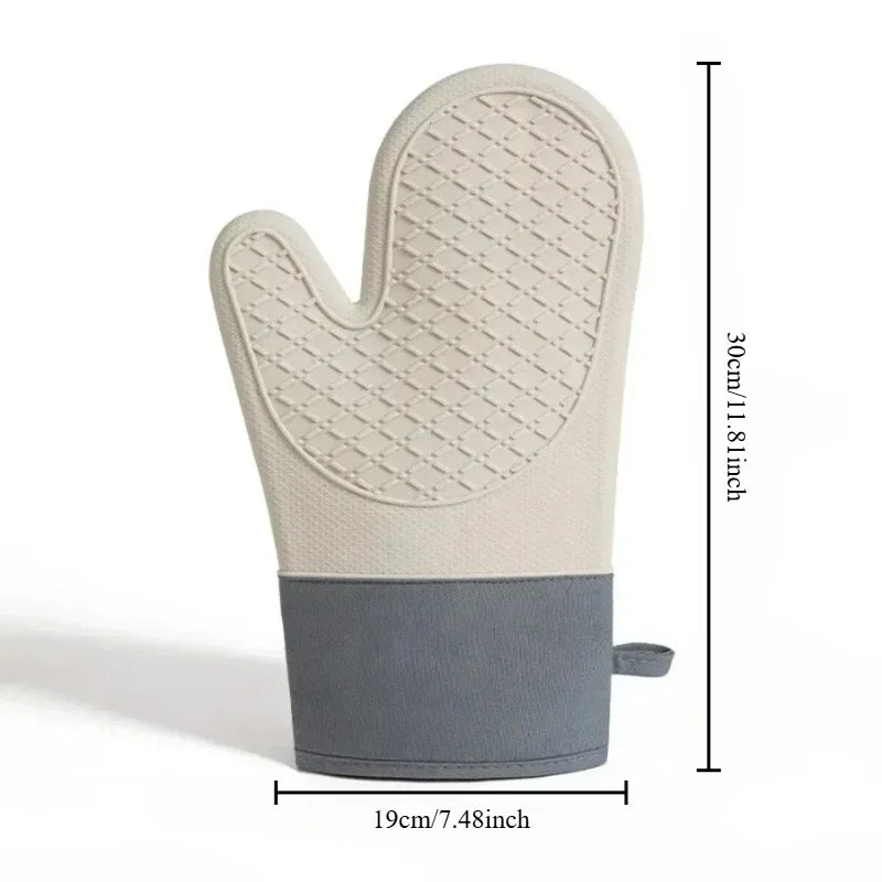 Microwave Kitchen Baking Mitt - 2pcs Silicone Oven Gloves, Thicken High Temp Resistant, Anti-burn Non-slip, Heat Gloves
