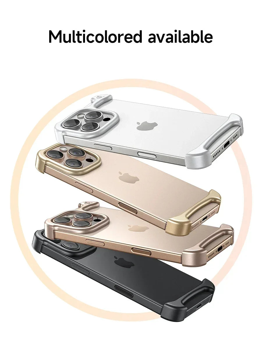 Ultra Minimalist High-end Lightweight Phone Cover Aluminum Metal for IPhone 14/15/16/17 Pro Max Bumper Phone Case