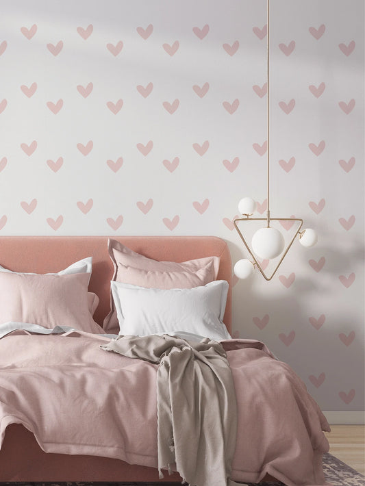 1 roll pink love heart print pattern waterproof thick wallpaper moisture-proof children's room wall stickers self-adhesive home