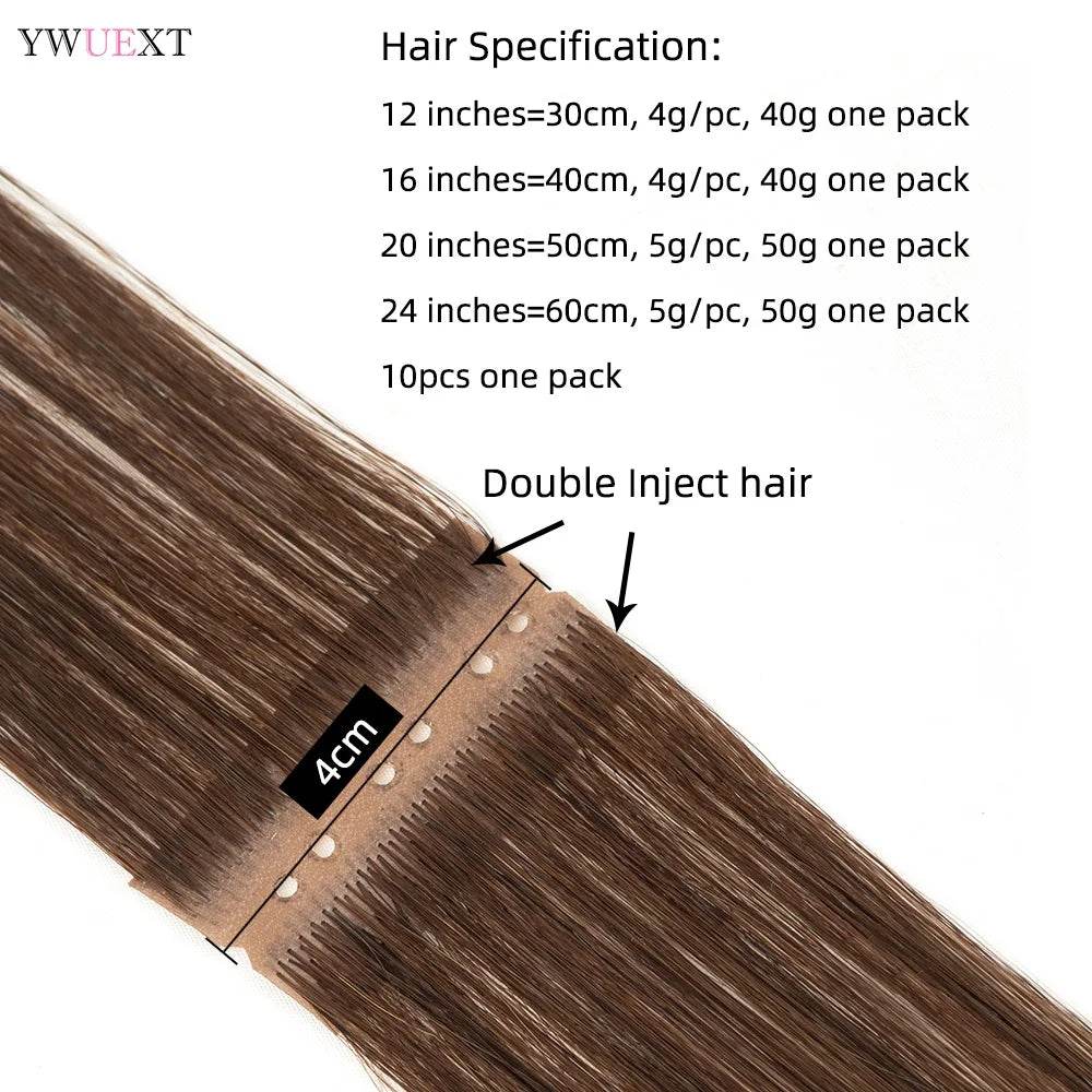 Invisible Twin Tabs Hair Extensions 12-24 inches PU Skin Tape cabelo humano 100 % natural Jet Black Micro Ring Weft Hair - AIAZ