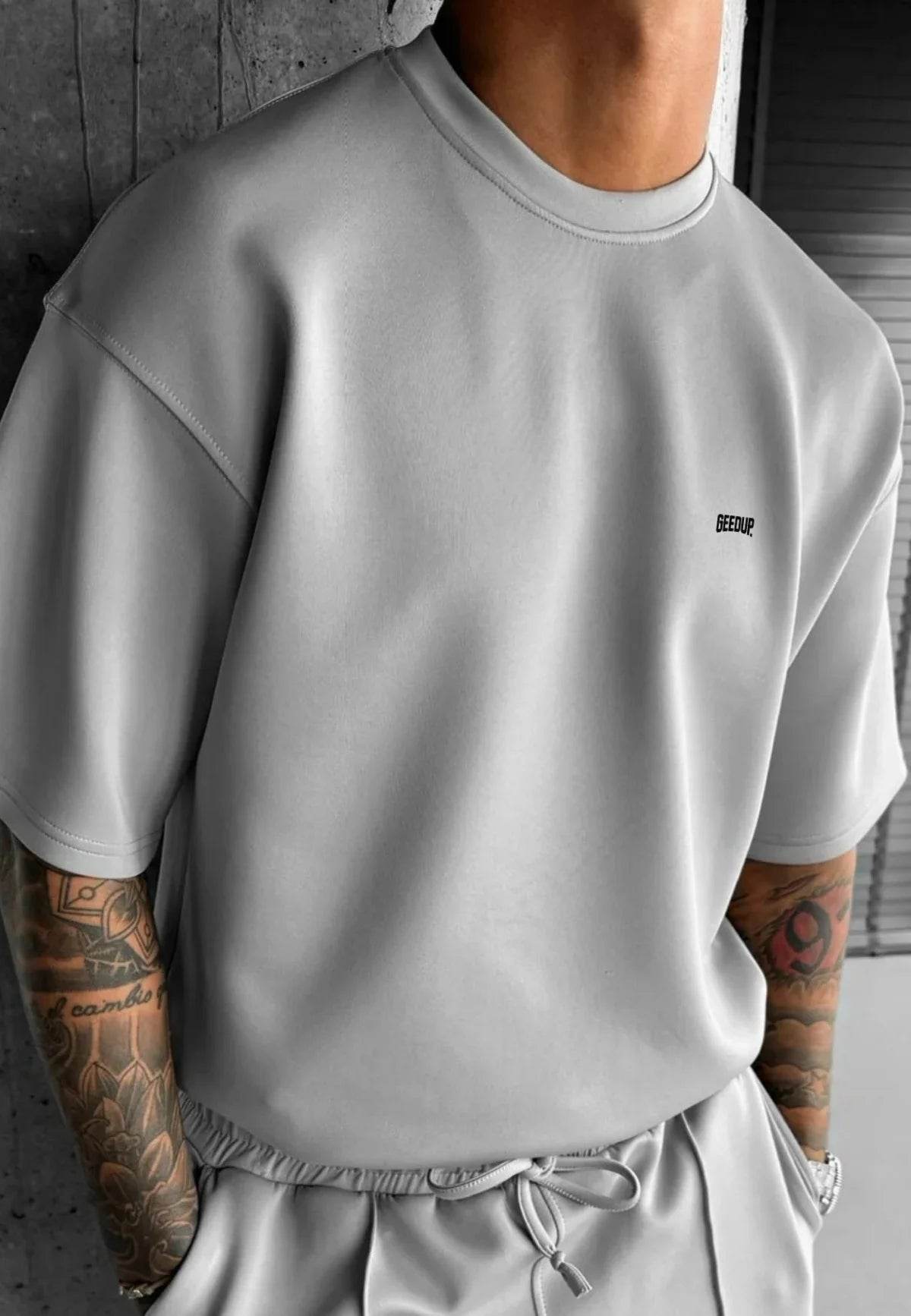 Men 2025 summer fashion sports design sense simple casual solid color quick drying short-sleeved T-shirt trend clothes - AIAZ