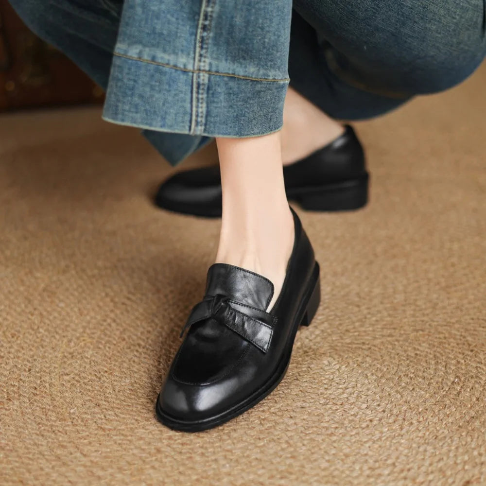 Dress Shoes Women Loafers Cow Leather Sheepskin Rubber Formal Business Suit Ladies 2025 Spring Autumn Handmade