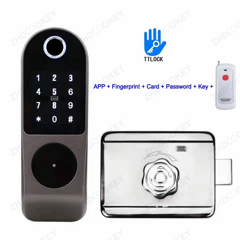 Security Home Gate Door Keys Entry RFID Card Code Password Tuya Wifi TTlock Smart Door Lock Digital Double Side Fingerprint Lock