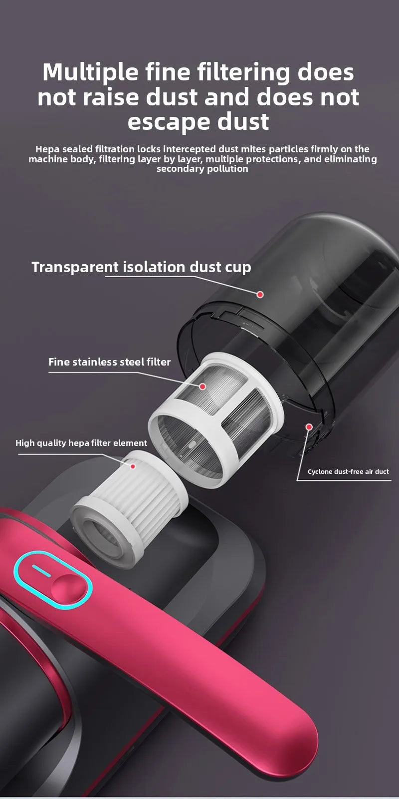 Mite Remover Household Bed Vacuum Cleaner Wireless Suction Bed Sterilizer Large Suction Remove Mites Pregnant Women and Children