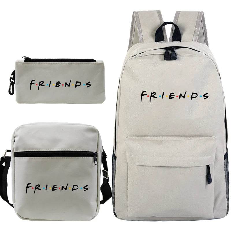 3 Pcs Set Backpack Girls Boys Mujer TV Friends Print Backpacks Fashion School Bags Teenage Friends Knapsack Children Book Bags - AIAZ