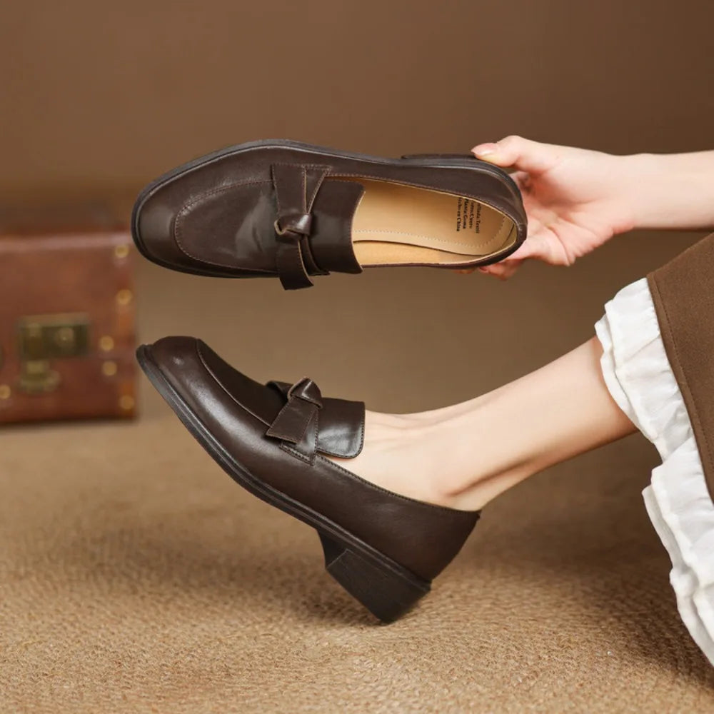 Dress Shoes Women Loafers Cow Leather Sheepskin Rubber Formal Business Suit Ladies 2025 Spring Autumn Handmade