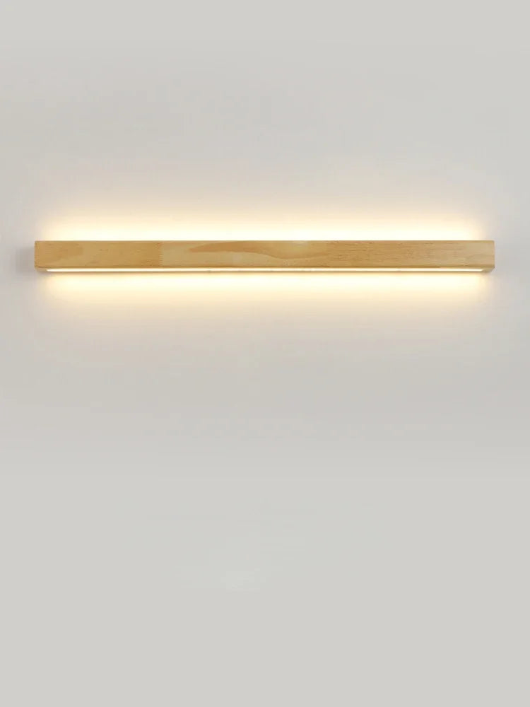 Simple Solid Wood Wall Lamp LED Long Strip Lamp Living Room Background Wall Corridor Balcony Bedroom Bedside Lighting Decoration