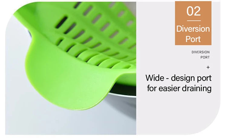 Adjustable Silicone Clip-On Kitchen Strainer for Pots Pans and Bowls Handheld Pasta Strainer Rice Strainer Kitchen Tools