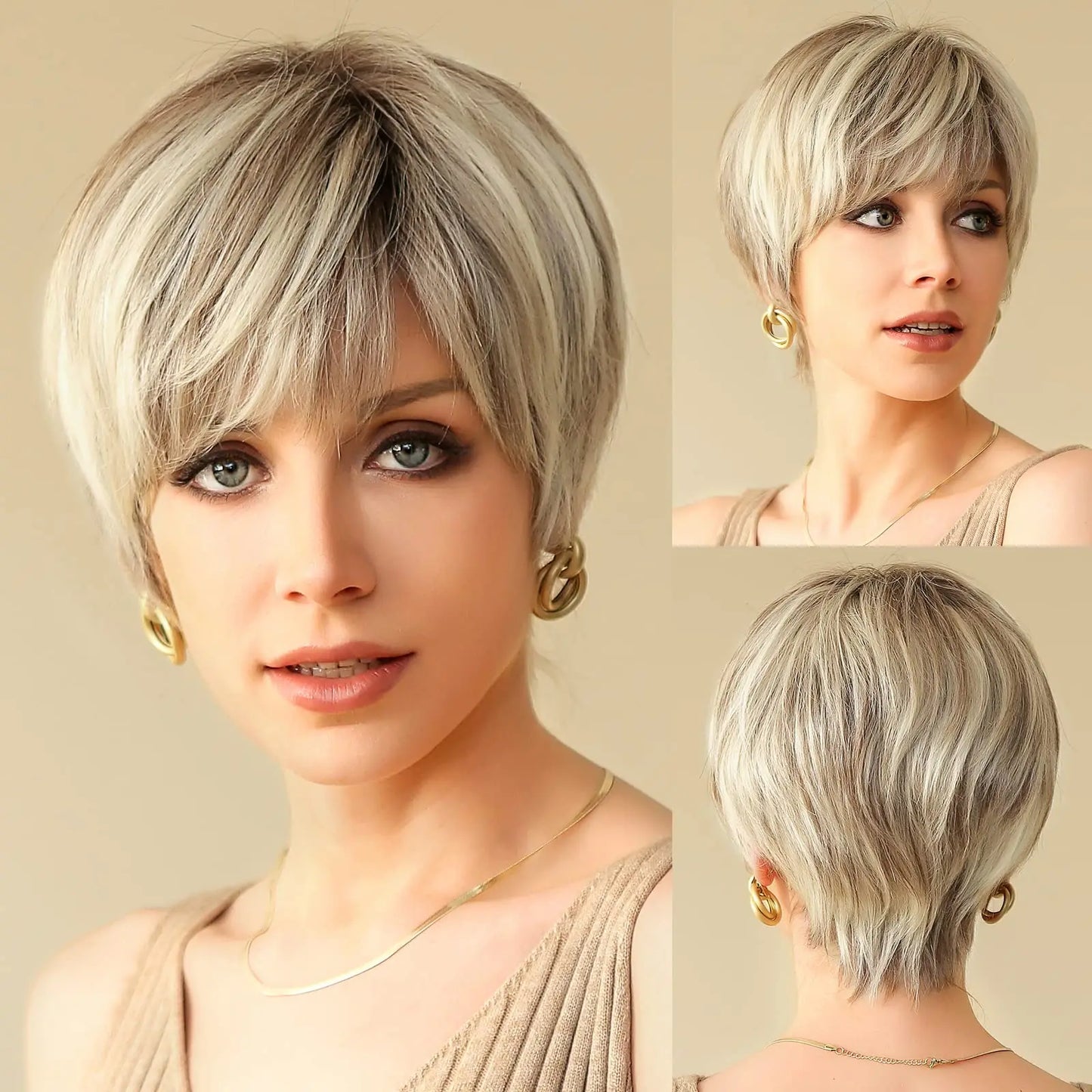 100% Remy Human Hair Wigs Brown Short Pixie Cut Lace Front Wig for Women HD Transparent Human Hair Lace Frontal Wigs