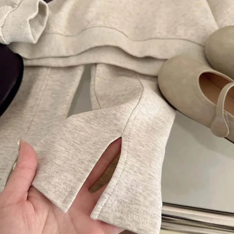 3-7Y Girls Spring Hoodies Set Korean Children's Spring and Autumn Fashionable Baby Doll Collar Hoodie Pants Casual Two Piece Set