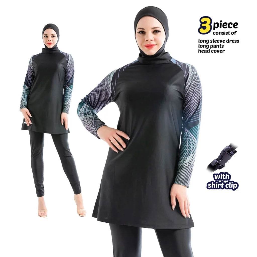 Muslim wimwear Women Hijab Swimsuit Modest Swimming Suit Islamic Cover Ups Burkini Hijabs For Woman Long Sleeve Bathing Swim - AIAZ