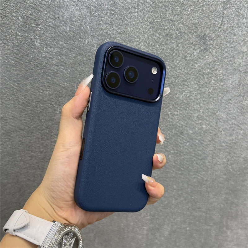 Luxury Solid Color PU Leather Magsafe Case For iPhone 17 Air 17Pro 17Pro Max Active Touch Camera Button Lens Protection Cover