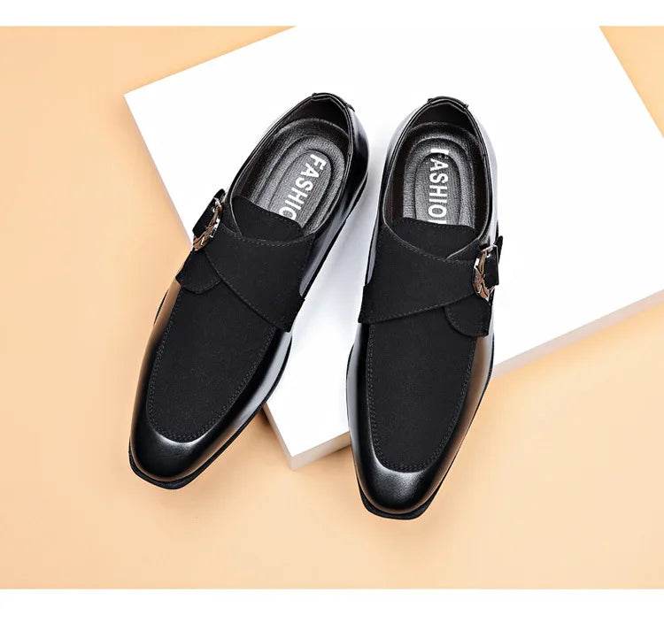 Casual Business Shoes for Men Point Toe Men Dress Buckle Shoes Luxury Men's Wedding Formal Shoes Derby Party Oxford Footwear - AIAZ