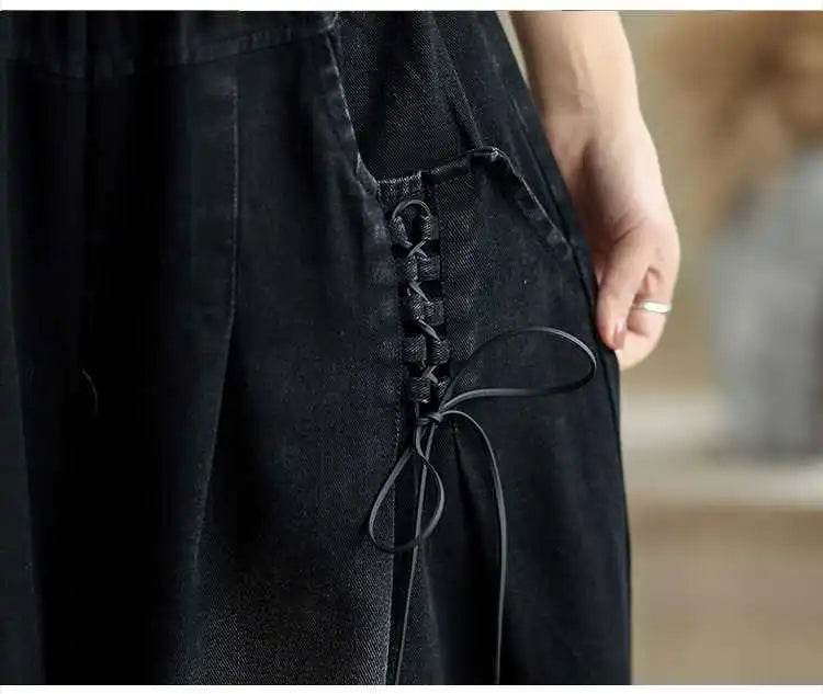 Denim Pant Women Jeans Wide Leg Long Pants A Line High Waist Straight Trousers Y2k Streetwear Casual Loose Mom Summer Club - AIAZ