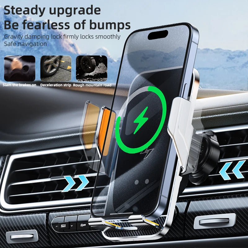 15W Wireless Car Phone Holder with Fast Charger Wireless Phone Charging Mobile Holder for Car for iPhone Huawei Samsung Xiaomi